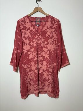 Johnny Was Melby Trisha Blouse Tunic Dusty Cedar Floral Embroidered Sz. S
